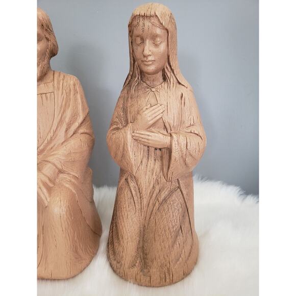 READ Vintage 3‎ Set Christmas Nativity Blow Mold Empire Plastic Wood Grain 18" - Picture 7 of 12